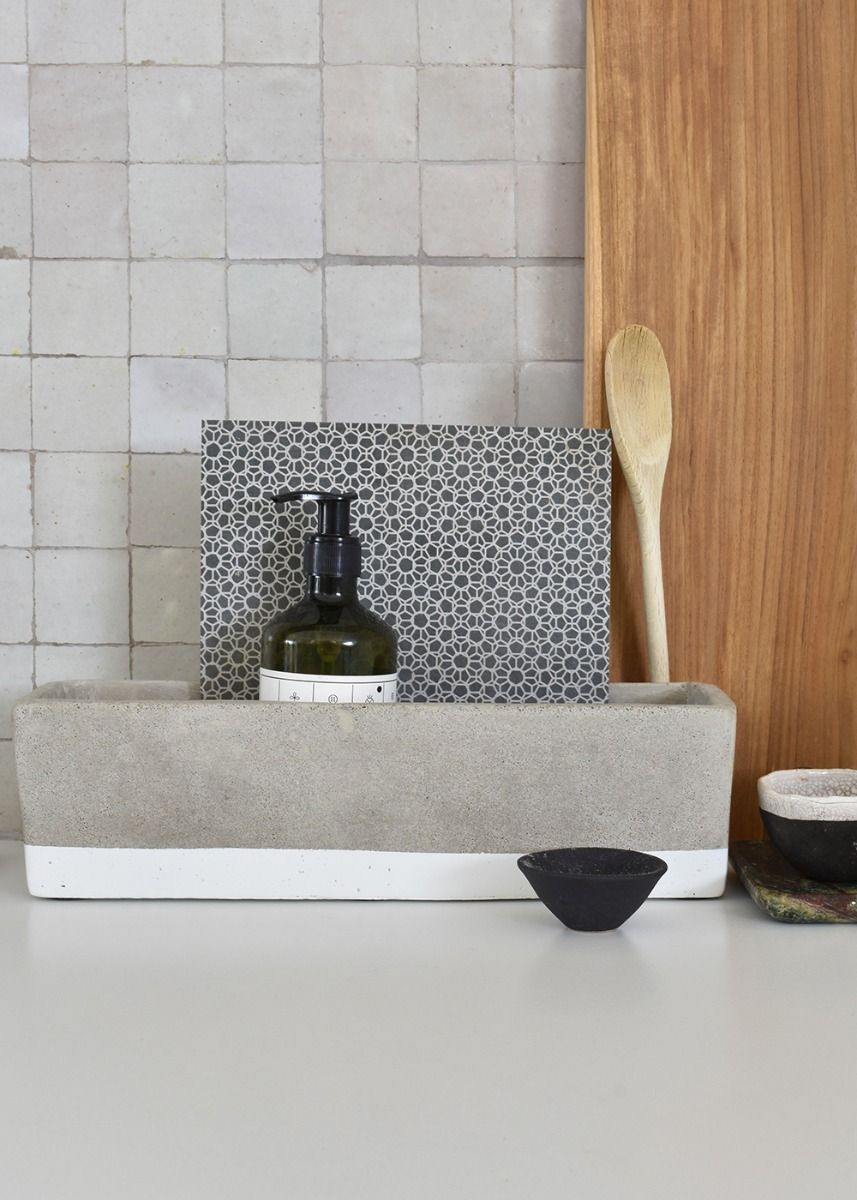 Rectangular Concrete Planter - White