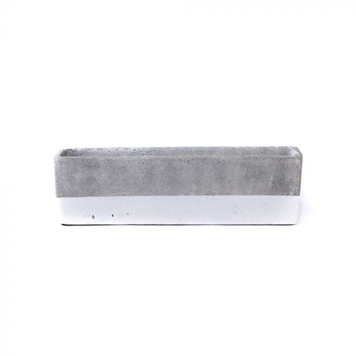 Rectangular Concrete Planter - White