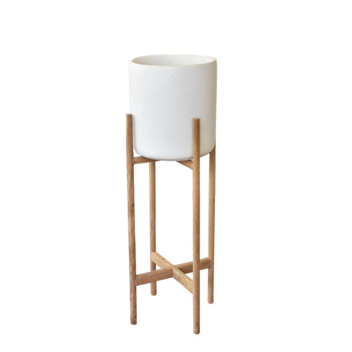 White Concrete Hurricane Planter Medium