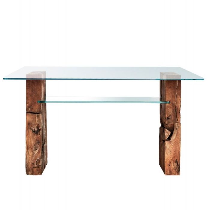 Teak Root Glass Desk