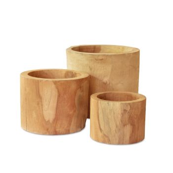 Teak Pots (Set of 3)