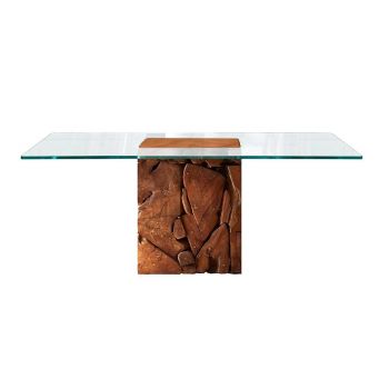 Teak Root Glass Dining Table 