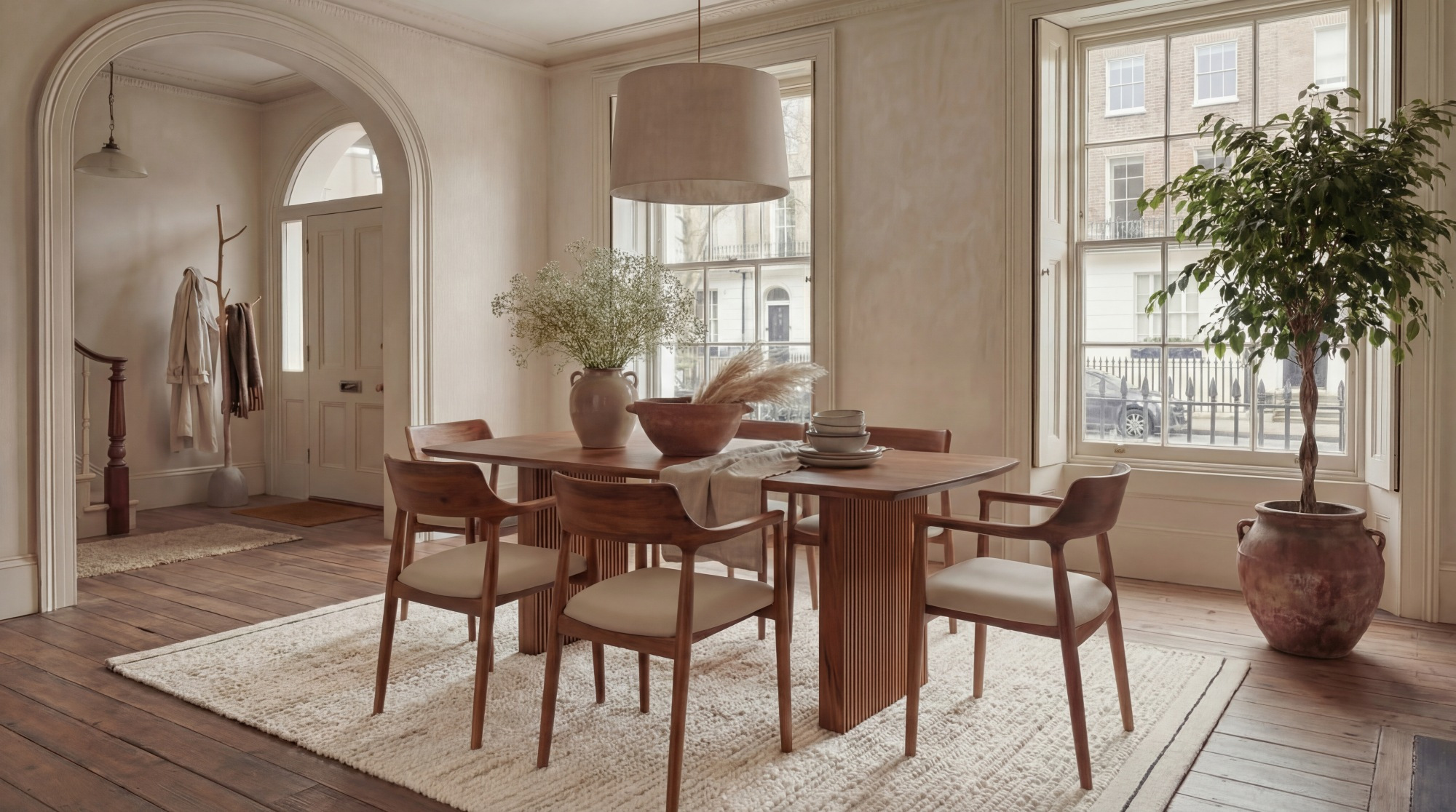 Raft Bayham reclaimed teak dining table in a styled dining room